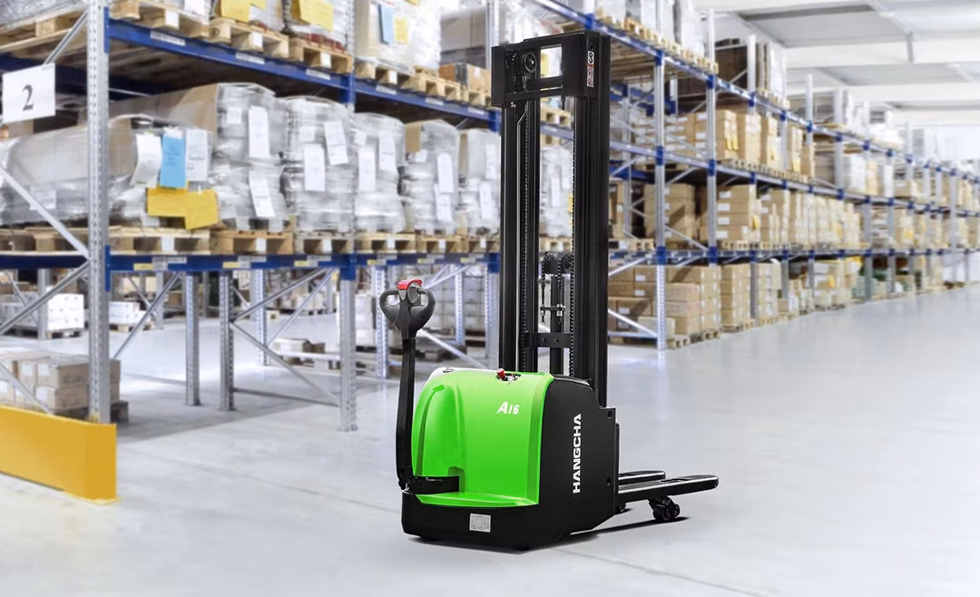 A series High Range Pedestrian Pallet Stacker With Initial Lift